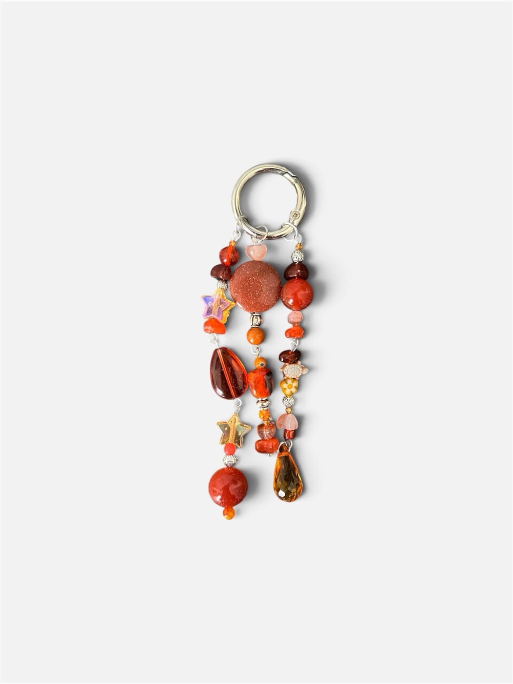 Orange Multi Beaded Tassel Keyring Bag Charm